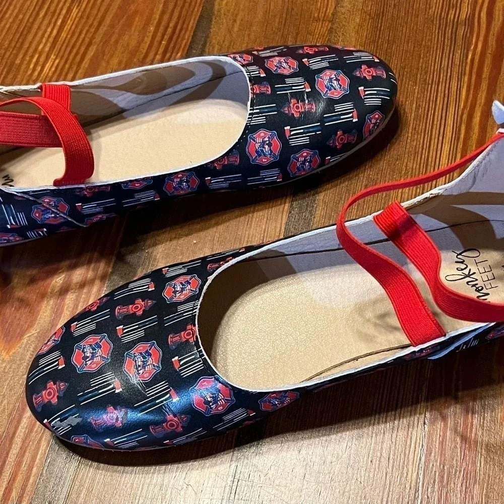 Monkey Feet Women's Red Firefighter‎ Ballet Flats Size 41/10